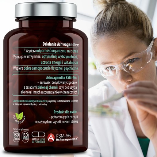 ASHWAGANDHA-PREMIUM-KSM-66-EKSTRAKT-Z-KORZENIA-MAX-PORCJA-STRES-SEN-RELAKS-Marka-Essensey ASHWAGANDHA PREMIUM KSM-66 ROOT EXTRACT MAX PORTION STRESS SLEEP RELAXATION - Image 3