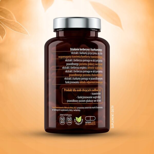 BERBERINE + CURCUMIN 600 MG GLUCOSE SUGAR DIGESTION LIVER 90 DAYS VEGAN - Image 5