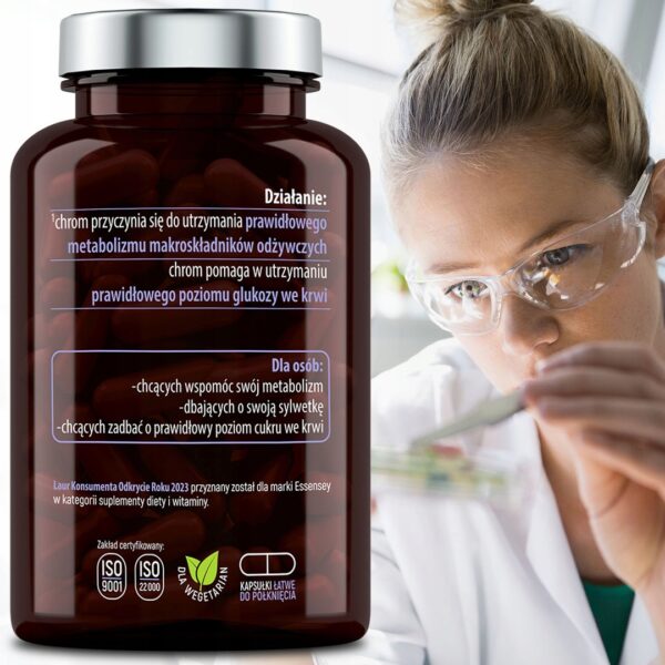 CHROMIUM PICOLINATE FORTE MAX PORTION FOR 120 DAYS METABOLISM SUGAR GLUCOSE VEGAN - Image 3