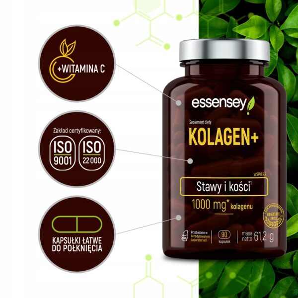 NATURAL COLLAGEN FOR JOINTS BONES TEETH SKIN CAPSULES + VITAMIN C 90 CAPS - Image 3