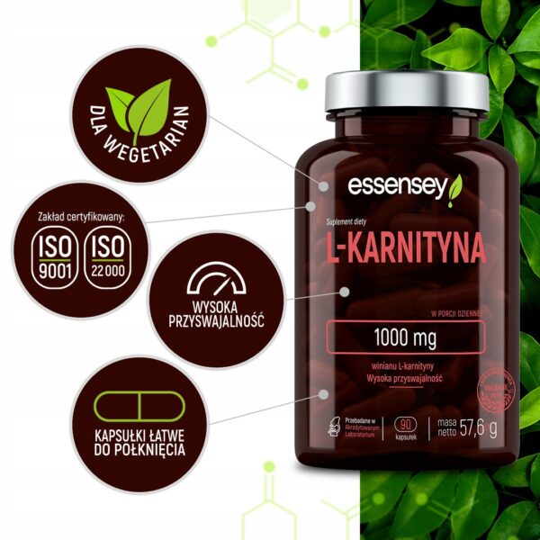 L-CARNITINE 1000 MG FAT BURNER WEIGHT LOSS 90 CAPSULES METABOLISM - Image 3
