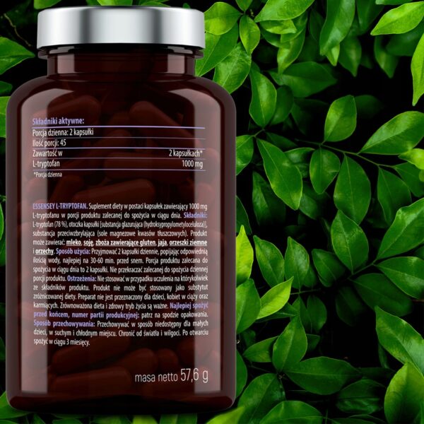 L-TRYPTOPHAN 1000 MG SEROTONIN MELATONIN ESSENTIAL AMINO ACID 90 VEGAN CAPS (Set of 2) - Image 7