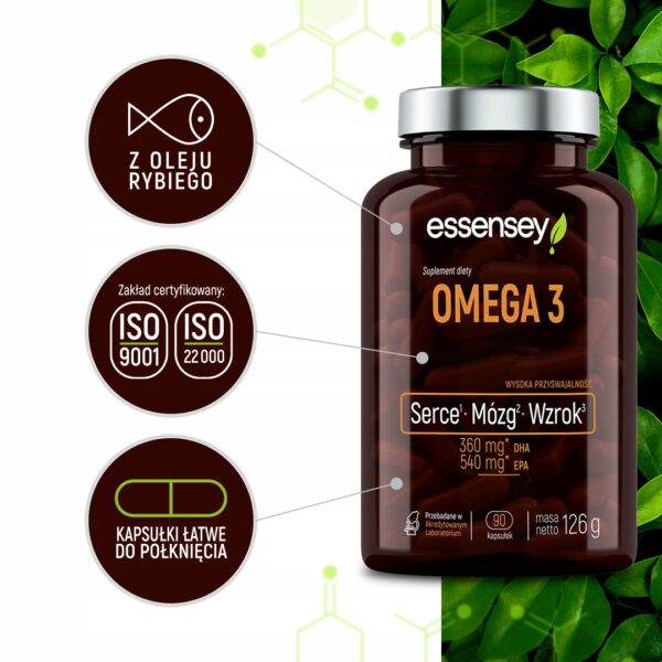 OMEGA 3 3000 MG FROM FISH + VITAMIN E HEART BRAIN VISION EPA DHA COD FISH OIL (Set of 2) - Image 4
