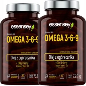 OMEGA 3-6-9 + VITAMIN E 90 CAPS NATURAL FATTY ACIDS FISH OIL LINSEED (Set of 2)