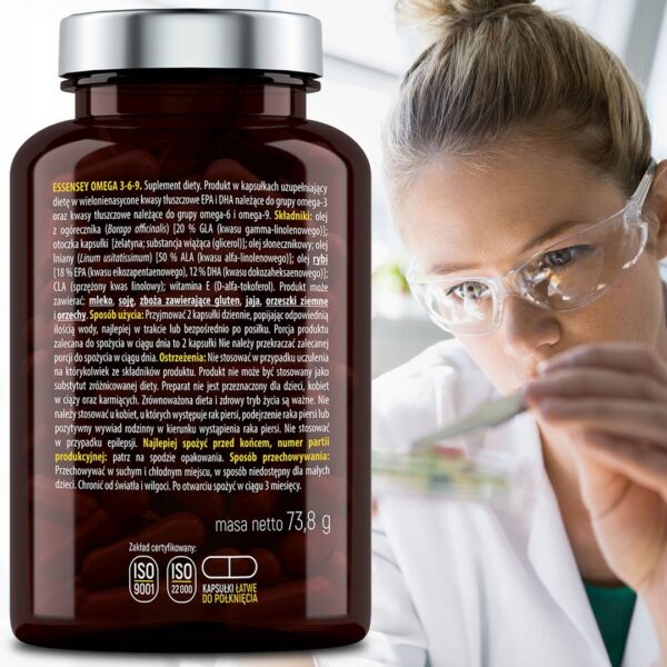 OMEGA 3-6-9 + VITAMIN E 90 CAPS NATURAL FATTY ACIDS FISH OIL LINSEED (Set of 2) - Image 5