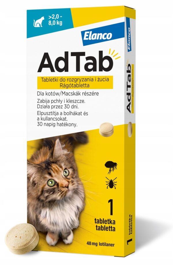 ADTAB TABLET FOR CAT FLEAS AND TICKS 30 days 2-8kg - Image 1