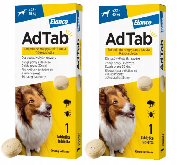 ADTAB TABLETS DOG FLEAS TICKS 60 days 22-45kg - Image 1