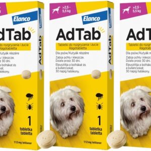 ADTAB TABLETS DOG FLEAS TICKS 90 days 2.5-5kg
