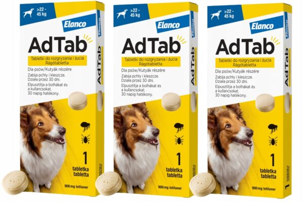ADTAB TABLETS DOG FLEAS TICKS 90 days 22-45kg - Image 1