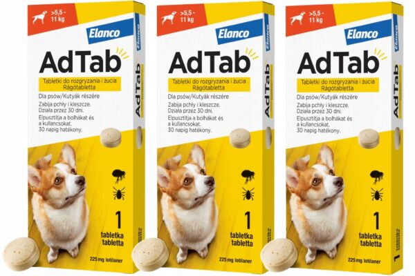 ADTAB-TABLETKI-PSA-PCHLY-KLESZCZE-90-dni-5-5-11kg ADTAB TABLETS DOG FLEAS TICKS 90 days 5.5-11kg - Image 1