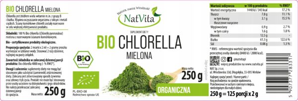 Chlorella Organic Ground Detox Ecological Natural Superfood 250g NatVita - Image 2
