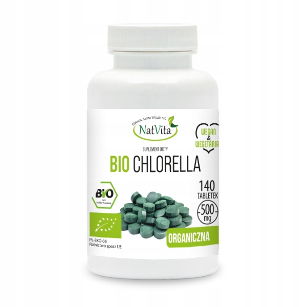 Chlorella-BIO-Pyrenoidosa-Ekologiczna-Jelita-Tabletki-500mg-140szt-NatVita Chlorella BIO Pyrenoidosa Organic Intestines Tablets 500mg 140pcs NatVita - Image 1