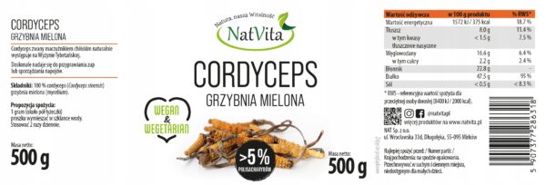 Cordyceps Chinese Cordyceps Mycelium Ground Immunity Liver 500g NatVita - Image 2
