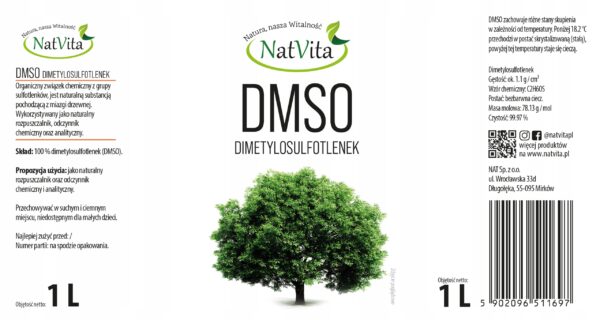DMSO Dimethyl Sulfoxide 99.99% Very High Purity PURE 1000 ml NatVita - Image 4