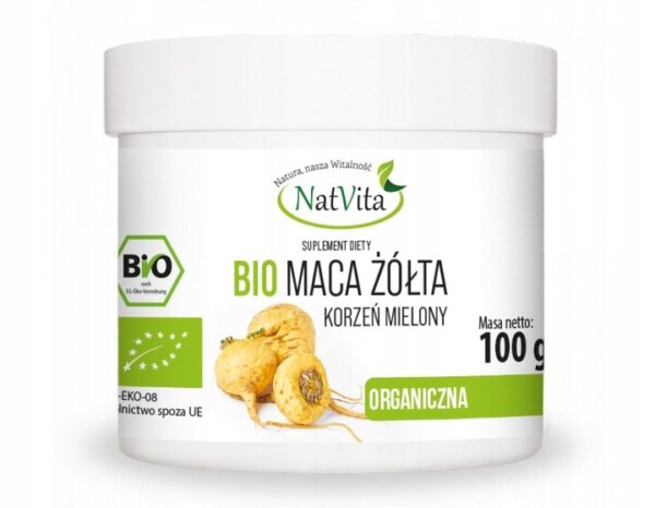 Organic Maca Yellow BIO RAW Ground Hormonal System Libido 100g NatVita - Image 1