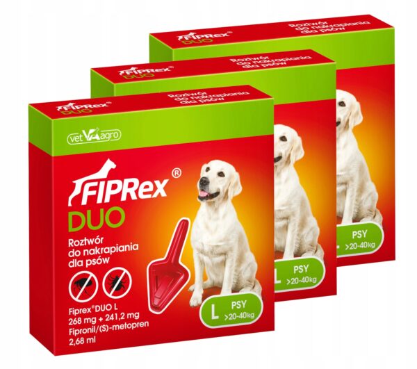FIPREX DUO DROPS TICKS FLEA DOGS L FOR 90 days - Image 1