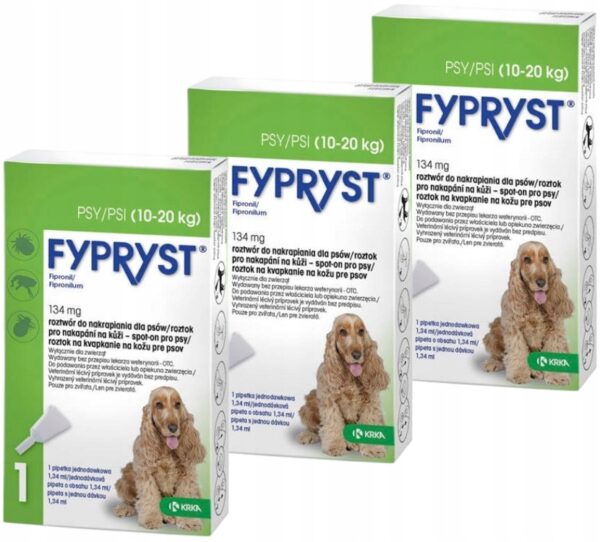 FYPRYST TICK DROPS FOR DOGS M 10-20kg 3x1.34ml - Image 1