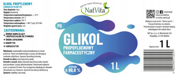 Propylene Glycol + Vegetable Glycerin Glycol Glycerin 1L + 1L NatVita - Image 4