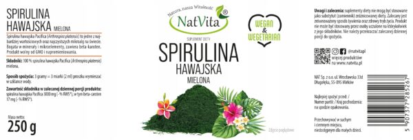 Hawaiian Spirulina Algae Cleansing Immunity Detox Powder 250g NatVita - Image 2