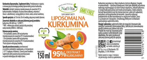 Liposomal Curcumin Standardized Extract 95% Turmeric 150ml NatVita - Image 2