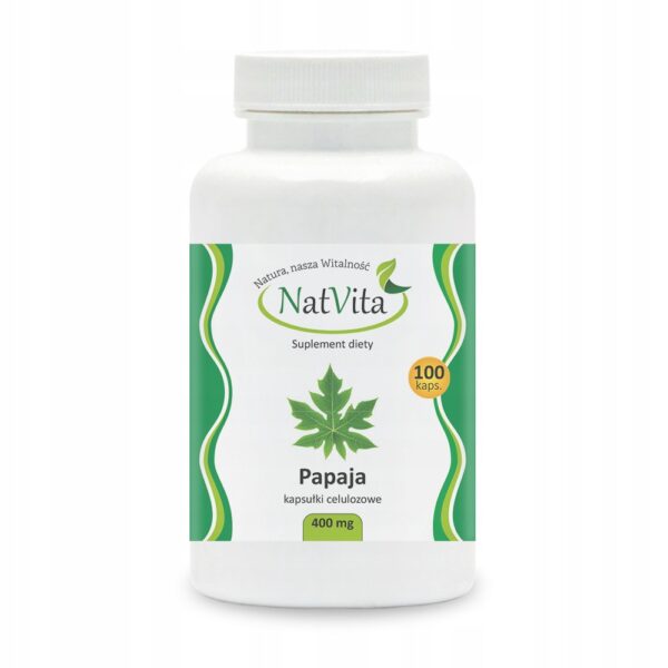 Papaya Leaf Papain Natural Digestion Enzymes 400mg 100 Capsules NatVita - Image 3
