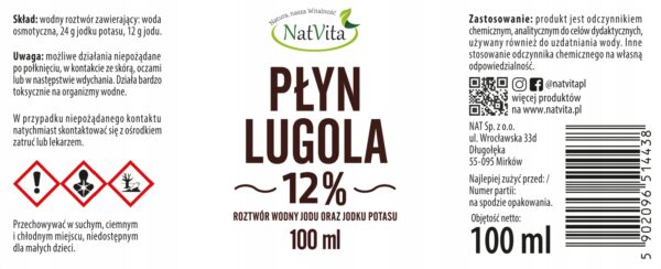 Lugol's iodine 12% Iodine Potassium Iodide Thyroid Pure Pure 99.99% 100ml NatVita - Image 2