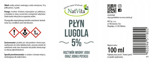 Lugol's iodine 5% Iodine Potassium Iodide Thyroid CZDA Purity 99.99% 100ml NatVita - Image 2