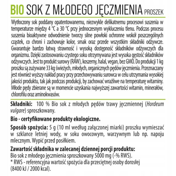 Young Barley Grass Juice Organic Barley Grass Powder Vitamins 100g NatVita - Image 7