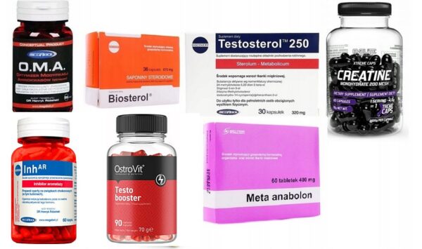 ZESTAW-7-ODZYWEK-LEGALNY-DOPING-NA-MASE-MIESNIOWA-I-SILE-TESTOSTERON Set of 7 Supplements Legal Doping for Muscle Mass and Strength Testosterone - Image 1