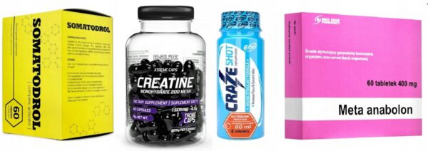 ZESTAW-ODZYWEK-HGH-KREATYNA-METANABOL-TESTOSTERON Supplement Set Hgh Creatine Metanabol Testosterone (Set of 4 products) - Image 1