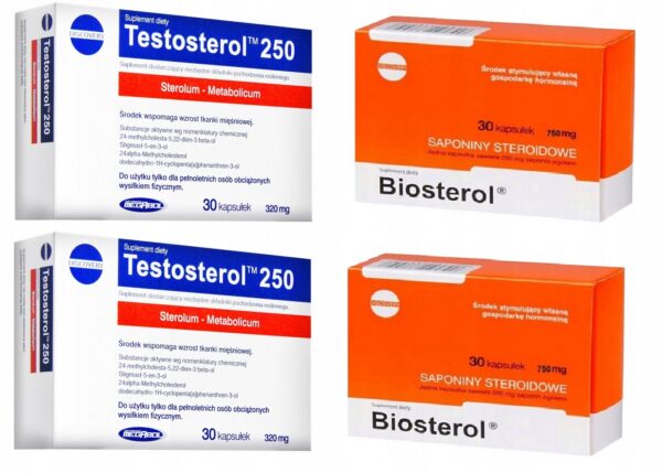 TESTOSTEROL BIOSTEROL STRENGTH AND MASS SUPPLEMENT SET (Set of 4) - Image 1