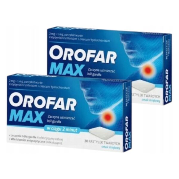 Orofar MAX 2 mg + 1 mg for sore throat 2 x 30 lozenges (Set of 2) - Image 1