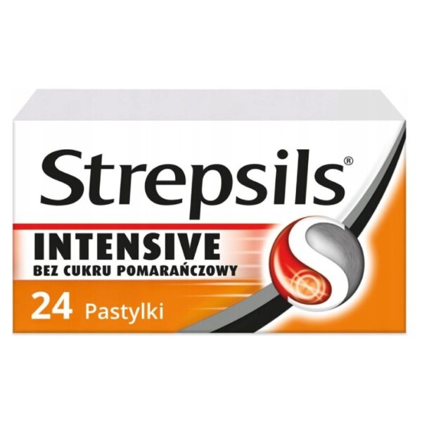 Strepsils Intensive orange for sore throat 24 lozenges - Image 1