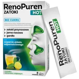 RenoPuren Zatoki Hot Sugar-free, lemon-mint flavor, 8 sachets
