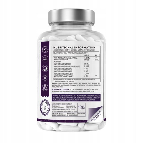 MAGNESIUM COMPLEX 5 types 400mg Bisglycinate Taurate 180 Capsules - Image 4