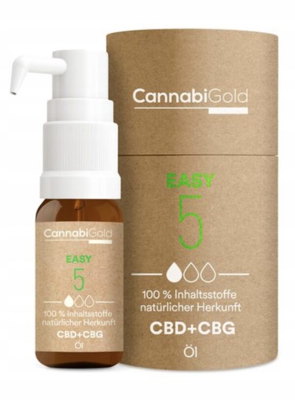 CANNABIGOLD EASY 5 OIL 12ML – RELAXATION AND SUPPORT WITH CBD+CBG - Image 1