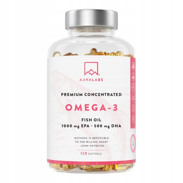Omega 3 + Vitamin E 120 caps 1000 EPA 500 DHA Healthy Heart Brain AAVALABS - Image 3