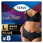 TENA Lady Pants Plus Noir L 95-130 cm, absorbent underwear, 8 pieces