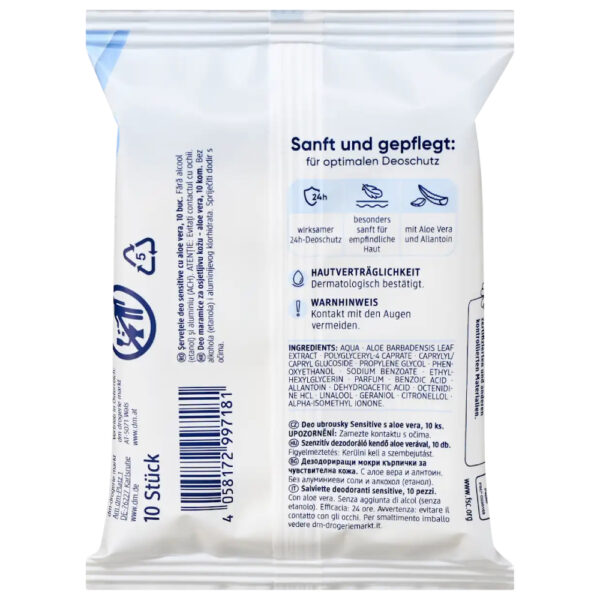 Balea Deodorant wipes Sensitive, 10 pieces - Image 2